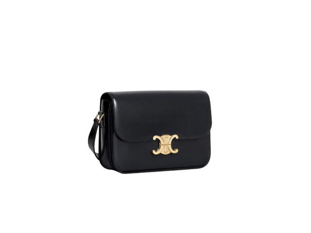 Celine Celine Classique Medium Triomphe Bag In Shiny Calfskin Black - view 2