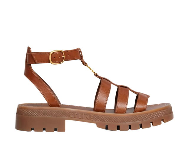 Celine Celine Clea Triomphe Gladiator Chunky Sandal In Calfskin-Vegetal Tanning Tan (W) - view 1