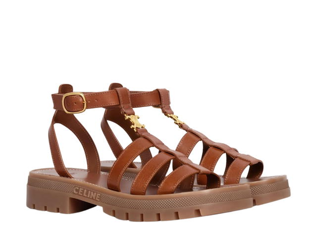 Celine Celine Clea Triomphe Gladiator Chunky Sandal In Calfskin-Vegetal Tanning Tan (W) - view 2
