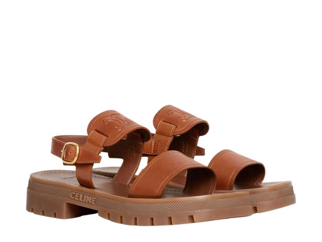 Celine Celine Clea Triomphe Sandal In Calfskin-Vegetal Tanning Tan (W) - view 2