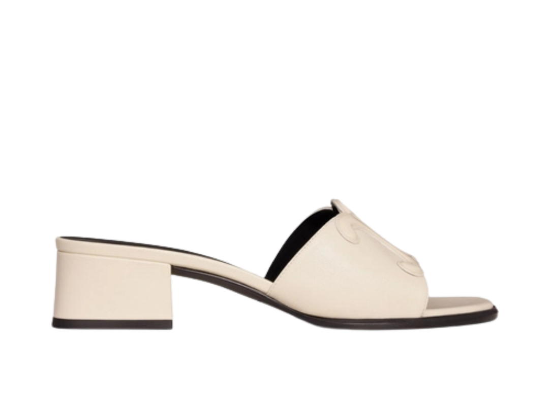 Celine Celine Clemence Mule In Lambskin And Patent Calfskin Milk
