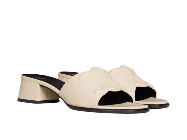 Celine Celine Clemence Mule In Lambskin And Patent Calfskin Milk - view 2