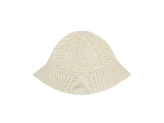 Celine Celine Cloche Hat In Triomphe Aran Alpaca Wool Off White - view 1