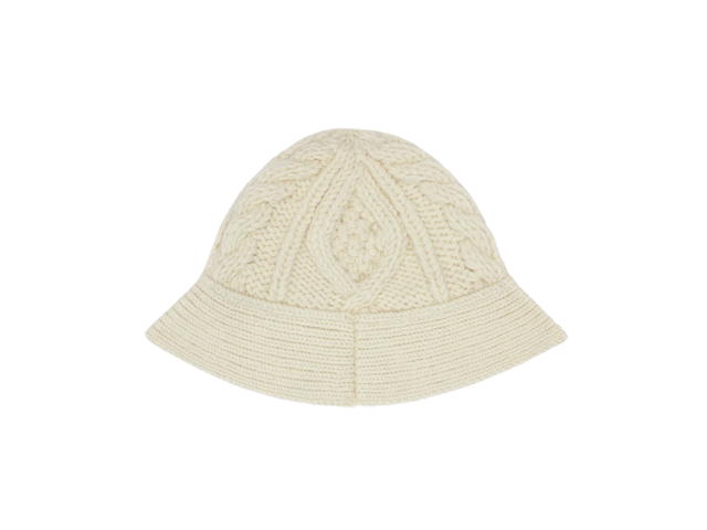 Celine Celine Cloche Hat In Triomphe Aran Alpaca Wool Off White - view 2