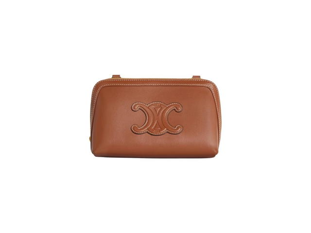 Celine Celine Clutch On Chain Cuir Triomphe In Smooth Calfskin Tan - view 1