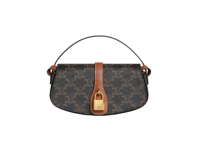 Celine Celine Clutch On Strap Tabou In Triomphe Canvas And Calfskin With Gold Finishing Tan - view 1