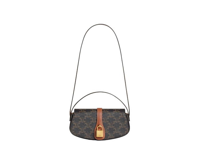 Celine Celine Clutch On Strap Tabou In Triomphe Canvas And Calfskin With Gold Finishing Tan - view 3