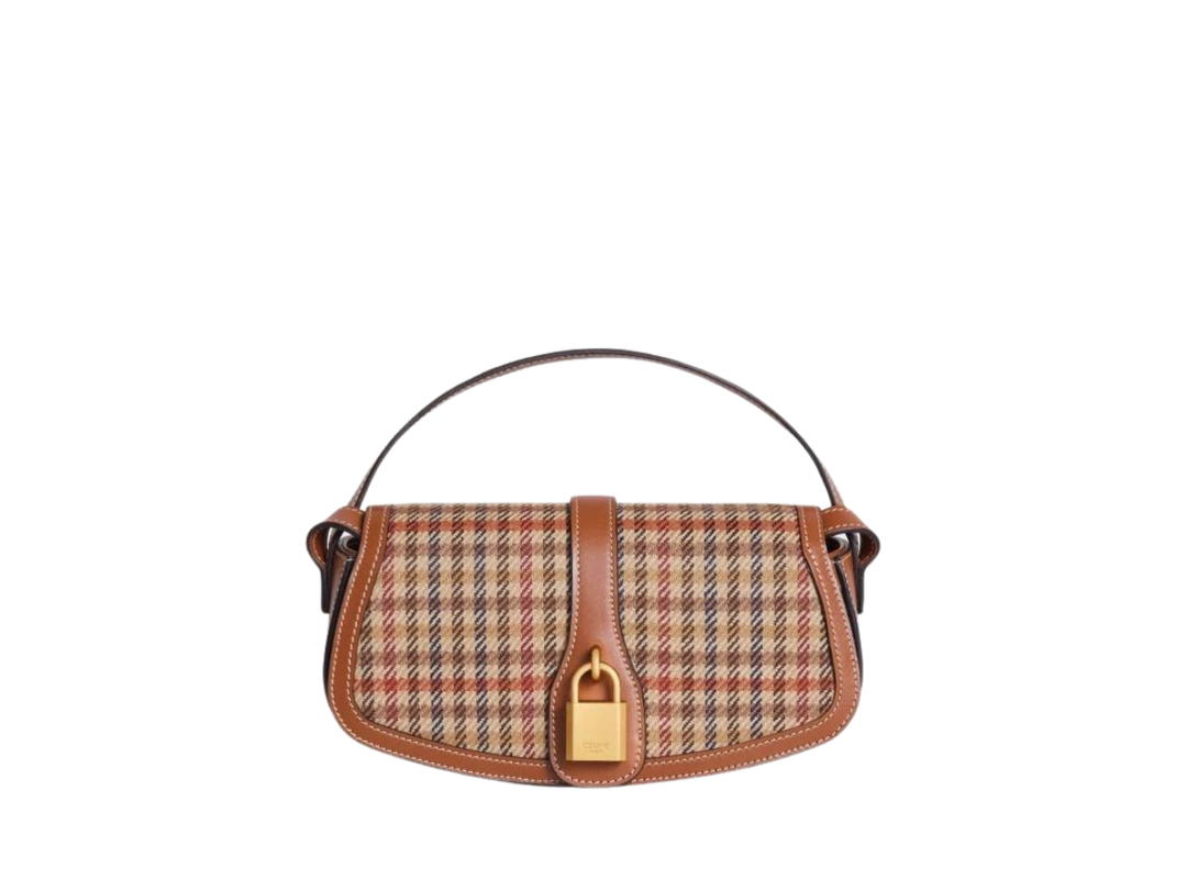 Celine Celine Clutch On Strap Tabou In Tweed And Calfskin With Gold Finishing Multicolor