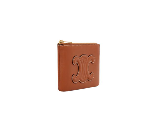Celine Celine Coin And Card Pouch Cuir Triomphe In Smooth Calfskin With Gold Finishing Tan - view 3
