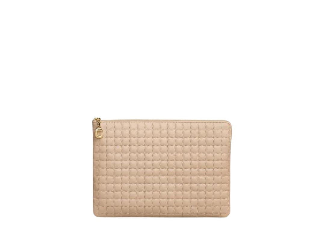 Celine Celine Coin And Card Pouch In Quilt Calf Leather With Gold Finishing Cream