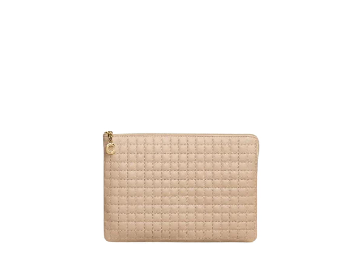 Celine Celine Coin And Card Pouch In Quilt Calf Leather With Gold Finishing Cream