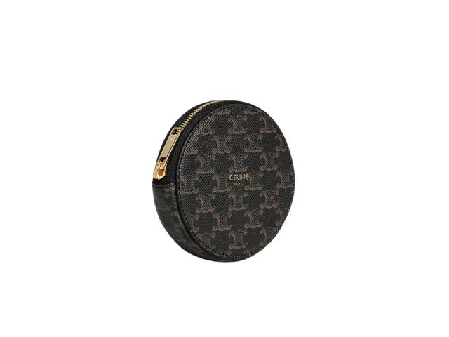Celine Celine Coin Purse In Triomphe Canvas With Gold Finish Black - view 3