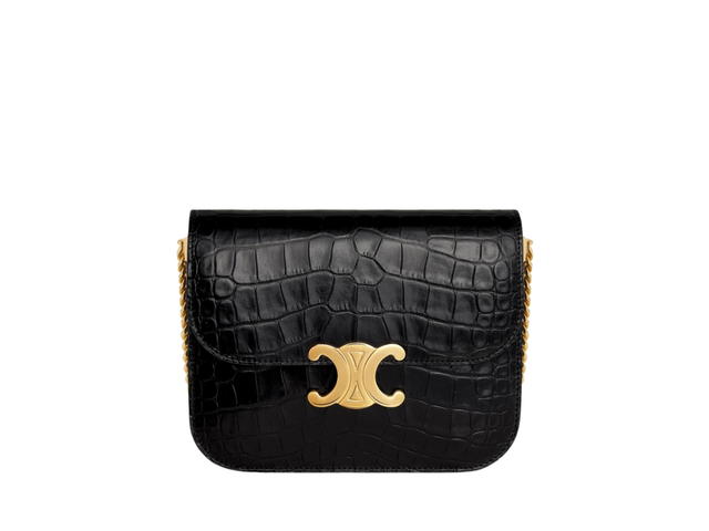 Celine Celine College Triomphe Bag In Niloticus Crocodile With Gold Finishing Black - view 1