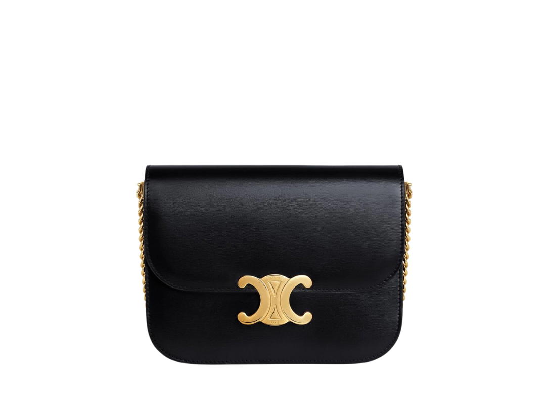 Celine Celine Medium College Bag In Shiny Calfskin Black With Gold Finishing