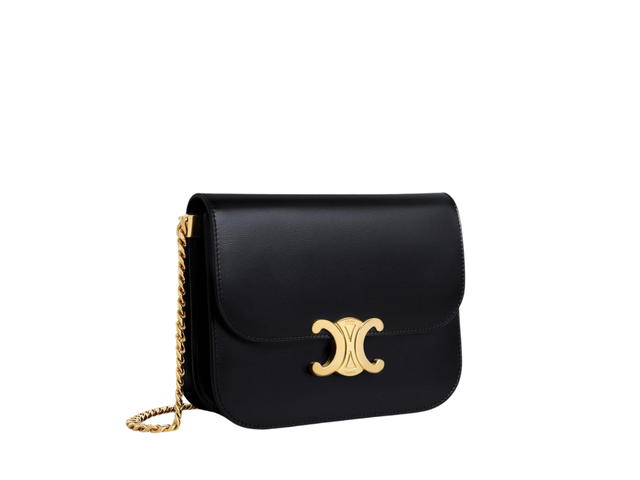 Celine Celine Medium College Bag In Shiny Calfskin Black With Gold Finishing - view 3