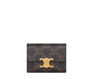 Buy Celine Compact Wallet With Coin Triomphe In Triomphe Canvas With Gold Finishing Tan at Sasom – Authentic and Ready to Ship