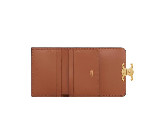 Celine Celine Compact Wallet With Coin Triomphe In Triomphe Canvas With Gold Finishing Tan - view 3