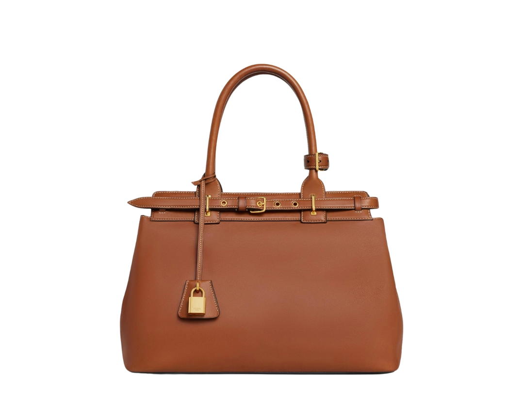 Celine Celine Conti Bag In Natural Calfskin With Gold Finishing Tan