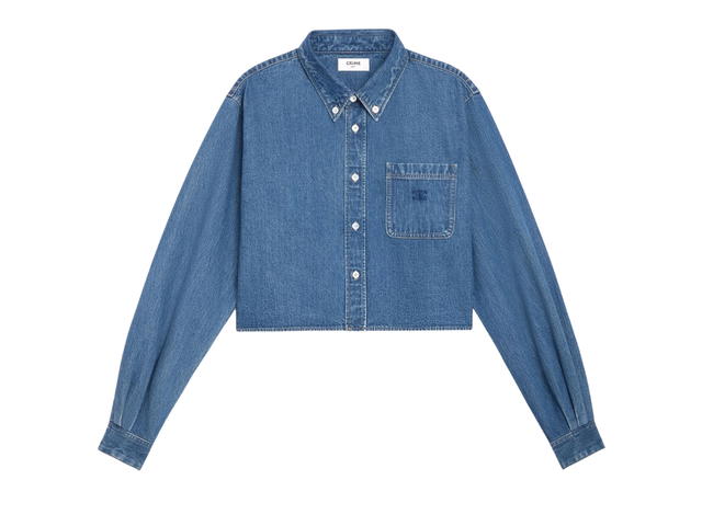 Celine Celine Cropped Shirt In Union Ocean Wash Denim Union Ocean Wash - view 1