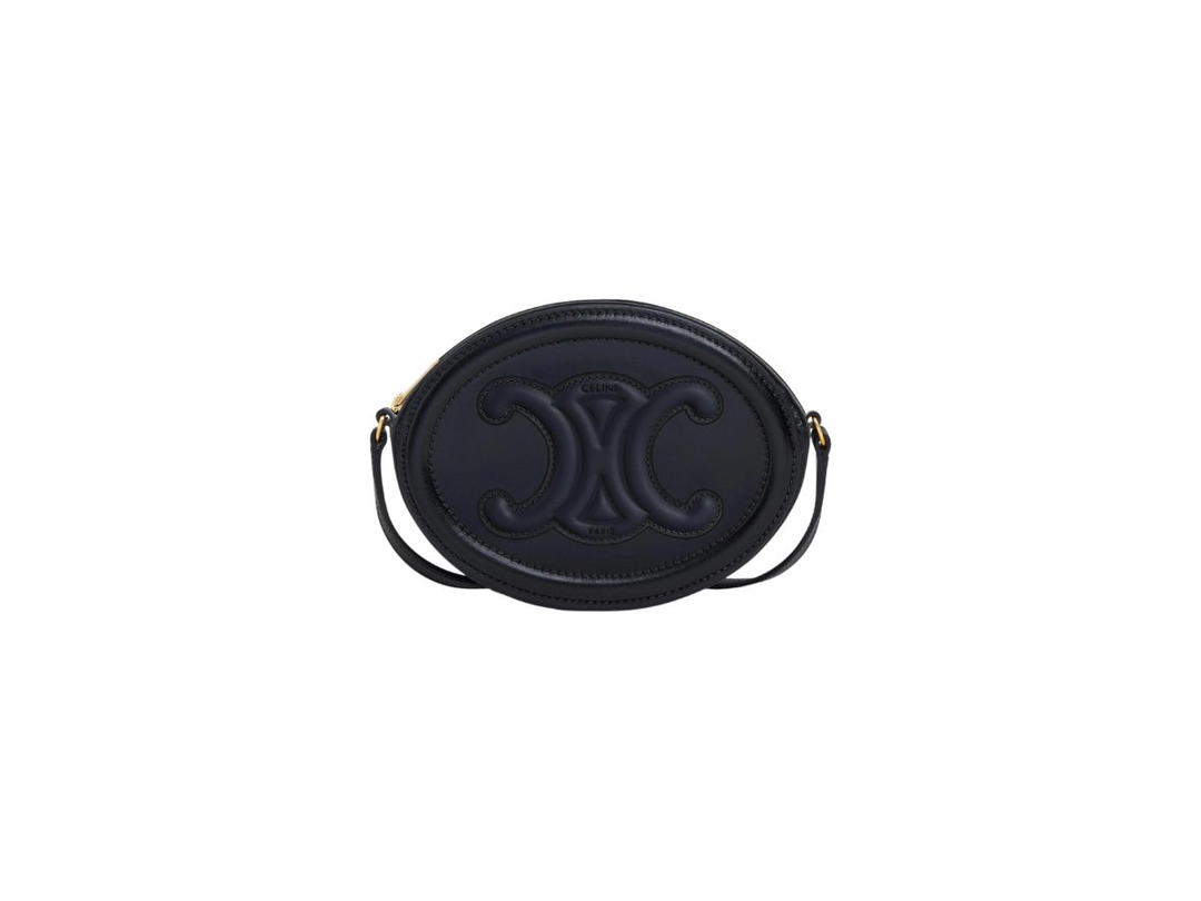 Celine Celine Crossbody Oval Purse Cuir Triomphe In Smooth Calfskin Black