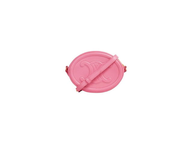 Celine Celine Crossbody Oval Purse Cuir Triomphe In Smooth Calfskin Flamingo - view 3