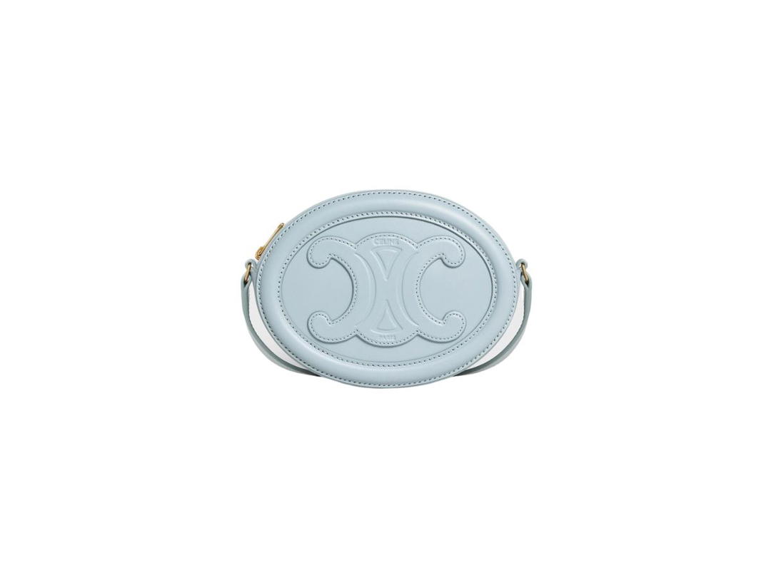 Celine Celine Crossbody Oval Purse Cuir Triomphe In Smooth Calfskin Ice Blue
