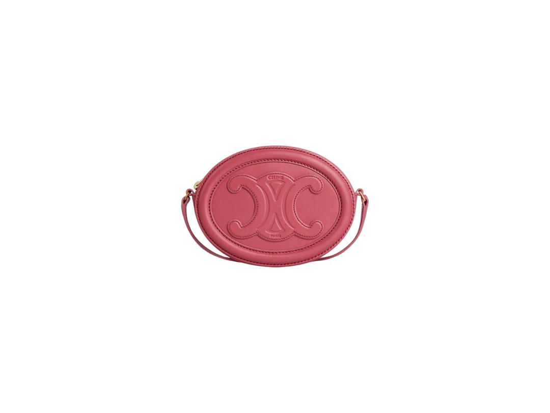 Celine Celine Crossbody Oval Purse Cuir Triomphe In Smooth Calfskin Lipstick