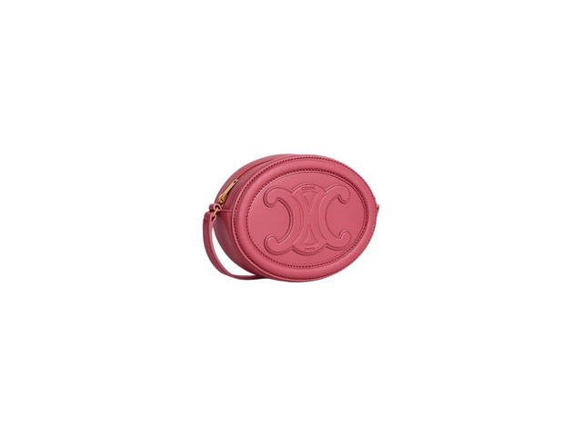 Celine Celine Crossbody Oval Purse Cuir Triomphe In Smooth Calfskin Lipstick - view 2