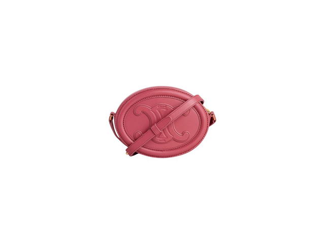 Celine Celine Crossbody Oval Purse Cuir Triomphe In Smooth Calfskin Lipstick - view 3