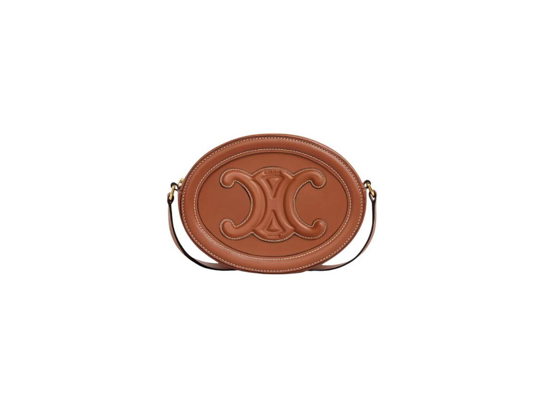 Celine Celine Crossbody Oval Purse Cuir Triomphe In Smooth Calfskin Tan