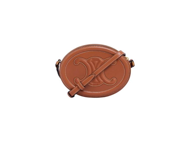 Celine Celine Crossbody Oval Purse Cuir Triomphe In Smooth Calfskin Tan - view 3