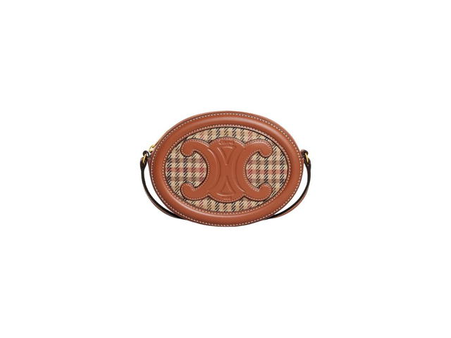 Celine Celine Crossbody Oval Purse Cuir Triomphe In Tweed And Calfskin Multicolor - view 1