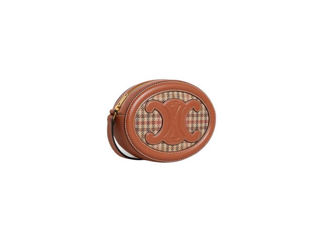 Celine Celine Crossbody Oval Purse Cuir Triomphe In Tweed And Calfskin Multicolor - view 2