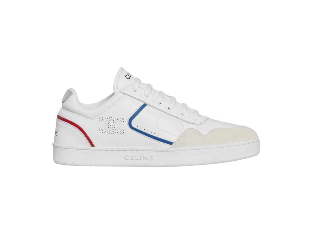 Celine Celine CT-10 Celine Trainer Low Lace-Up Sneaker In Calfskin-Laminated Calfskin And Suede Calfskin Optic White (W)