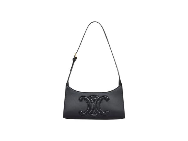 Celine Celine Cuir Triomphe Shoulder Bag With Thin Strap In Smooth Calfskin Black - view 1