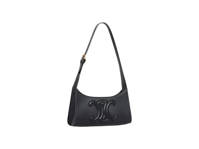 Celine Celine Cuir Triomphe Shoulder Bag With Thin Strap In Smooth Calfskin Black - view 2