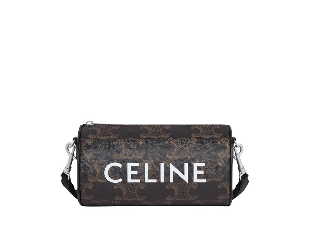 Celine Celine Cylinder Bag In Triomphe Canvas Xl With Celine Print With Silver Finishing Black