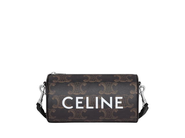 Celine Celine Cylinder Bag In Triomphe Canvas Xl With Celine Print With Silver Finishing Black - view 1