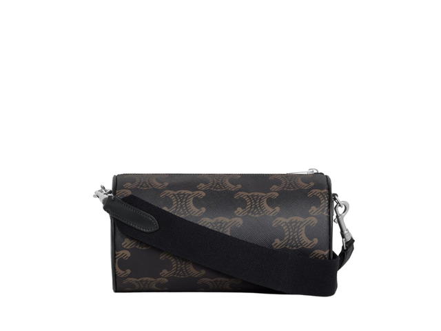 Celine Celine Cylinder Bag In Triomphe Canvas Xl With Celine Print With Silver Finishing Black - view 2