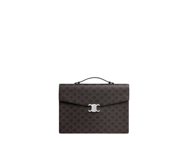 Celine Celine Document Holder In Triomphe Canvas And Calfskin Leather With Silver Finishing Hardware Black - view 1