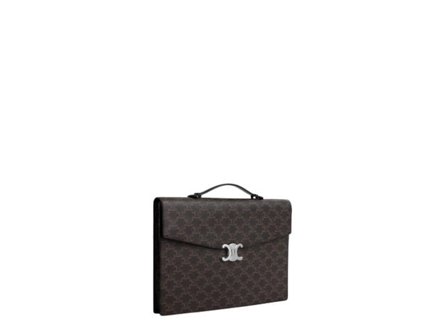 Celine Celine Document Holder In Triomphe Canvas And Calfskin Leather With Silver Finishing Hardware Black - view 2