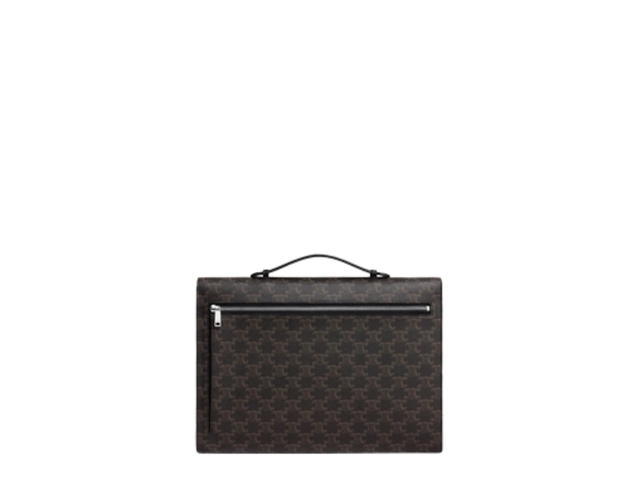 Celine Celine Document Holder In Triomphe Canvas And Calfskin Leather With Silver Finishing Hardware Black - view 3