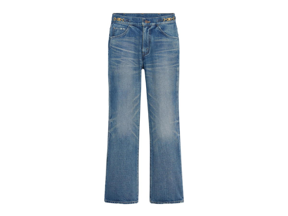 Celine Celine Dylan Flared Jeans With Signature In Denim Union Wash