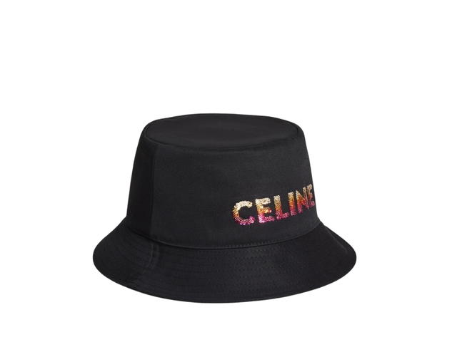 Celine Celine Embroidered Bucket Hat In Cotton Gabardine Black - view 2