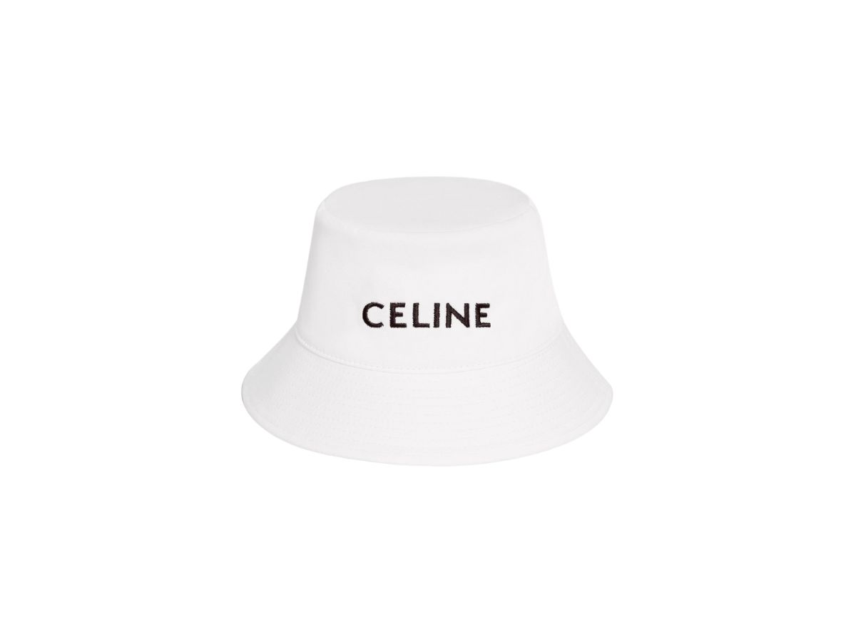 Celine Celine Embroidered Bucket Hat In Cotton Gabardine Off White