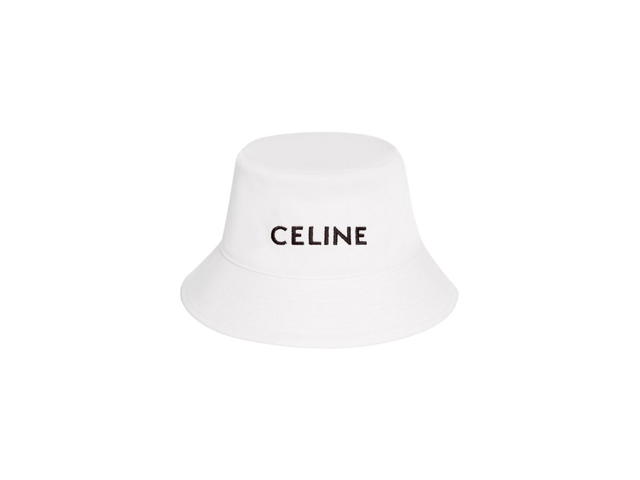 Celine Celine Embroidered Bucket Hat In Cotton Gabardine Off White - view 1