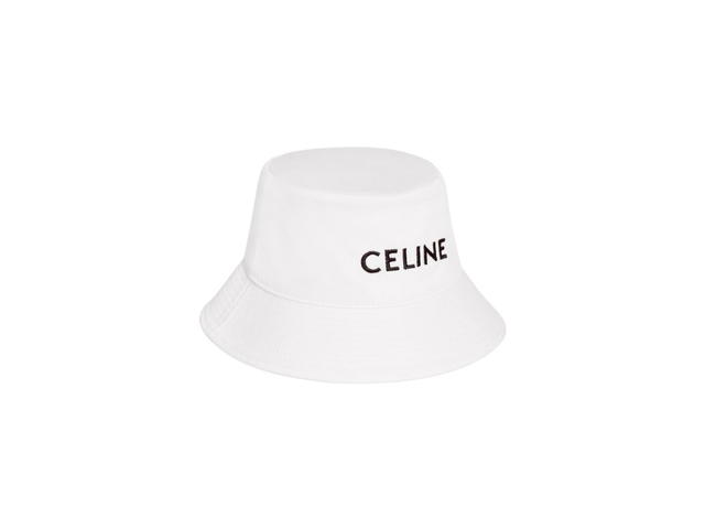 Celine Celine Embroidered Bucket Hat In Cotton Gabardine Off White - view 2