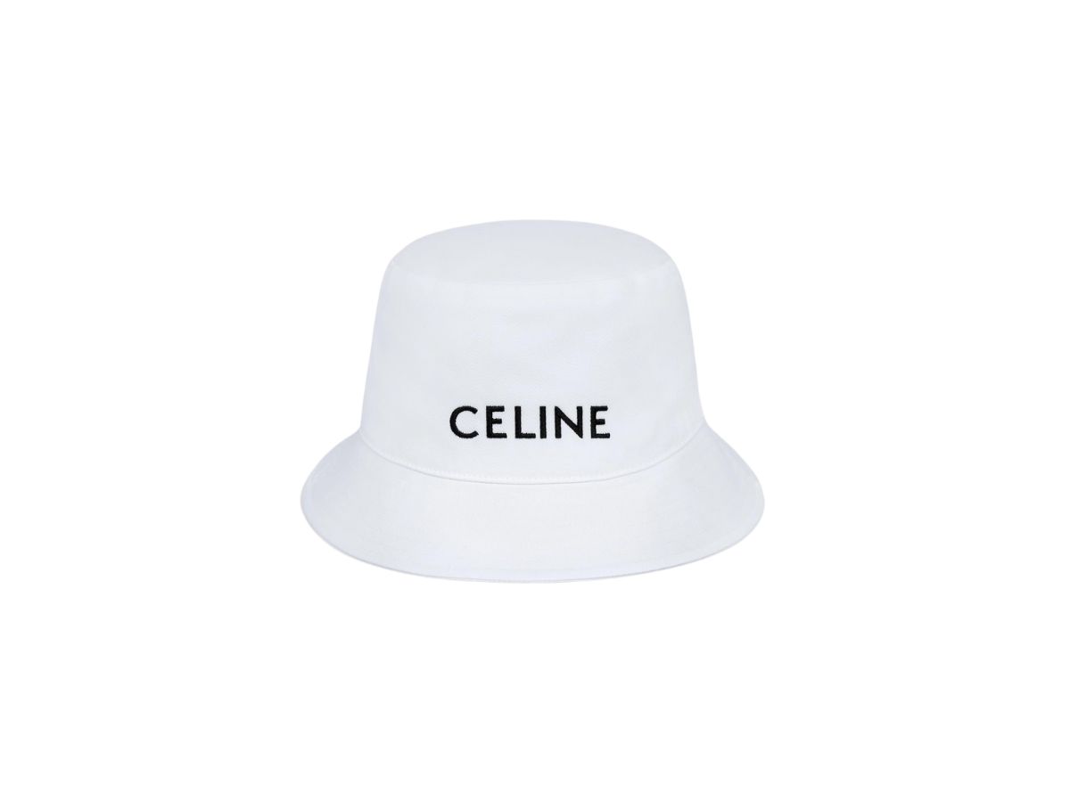 Celine Celine Embroidered Bucket Hat In Cotton Gabardine White