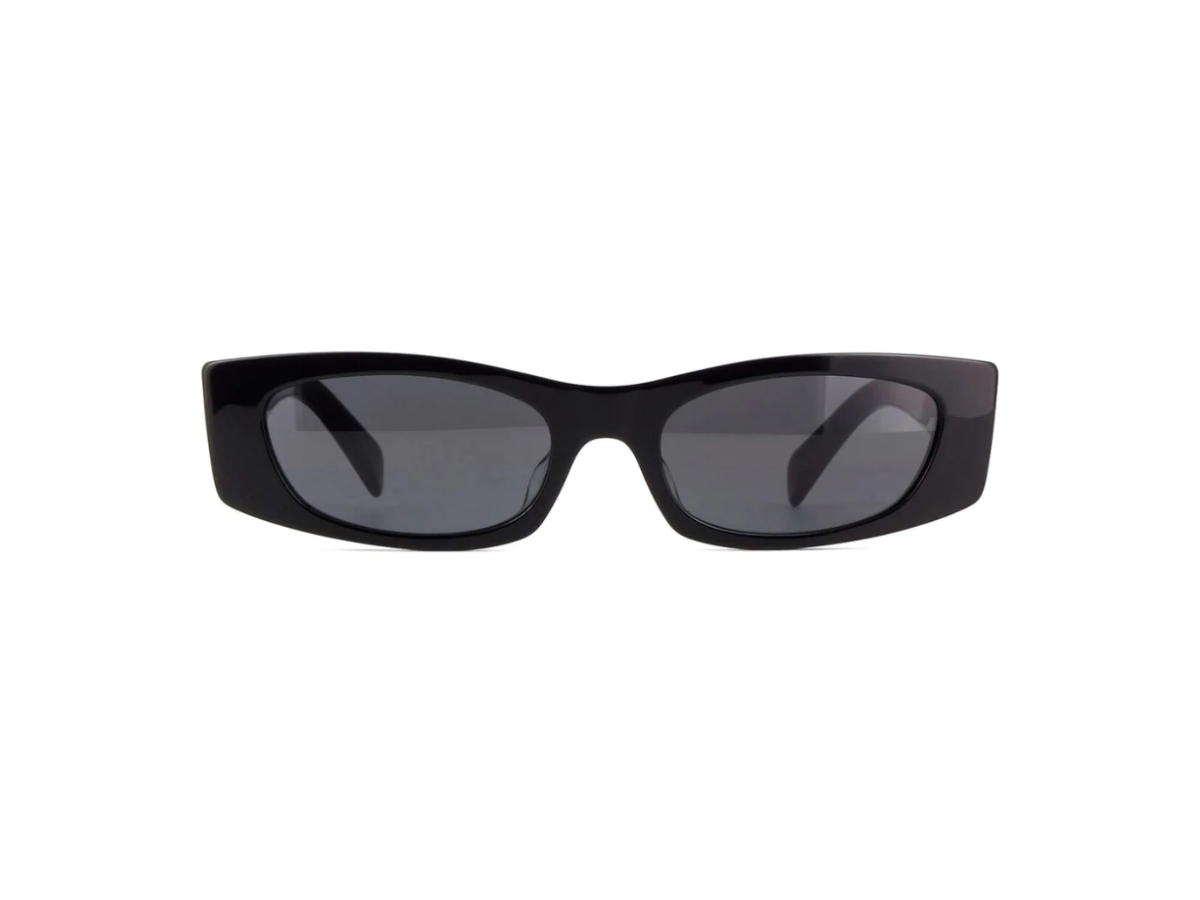 Celine Celine Eyewear Rectangular Sunglasses In Shiny Black With Grey Smoke