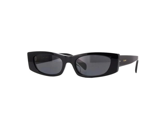 Celine Celine Eyewear Rectangular Sunglasses In Shiny Black With Grey Smoke - view 3